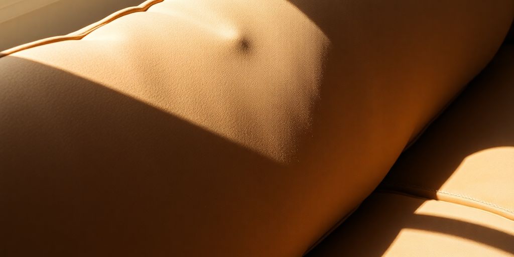 Close-up of suede sofa texture.