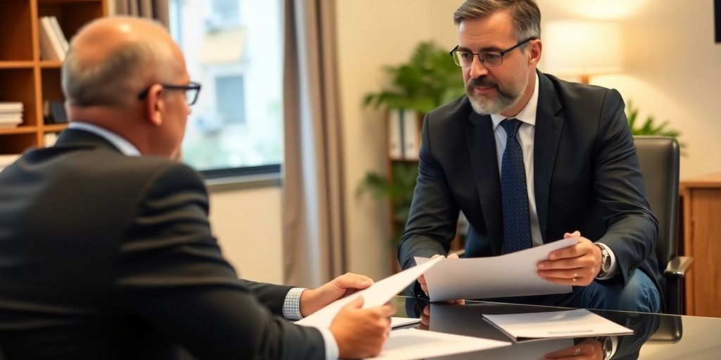 Client discussing car insurance options with a broker.