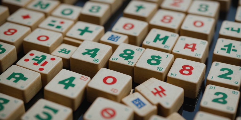 Mahjong bamboo tiles with numbers for easy identification