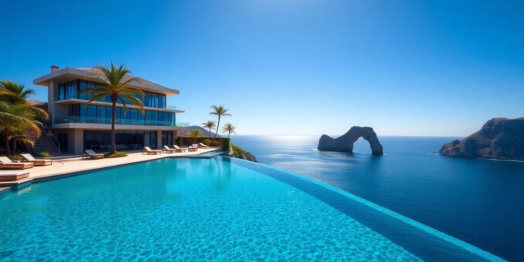 Luxury villa overlooking Cabo San Lucas ocean.