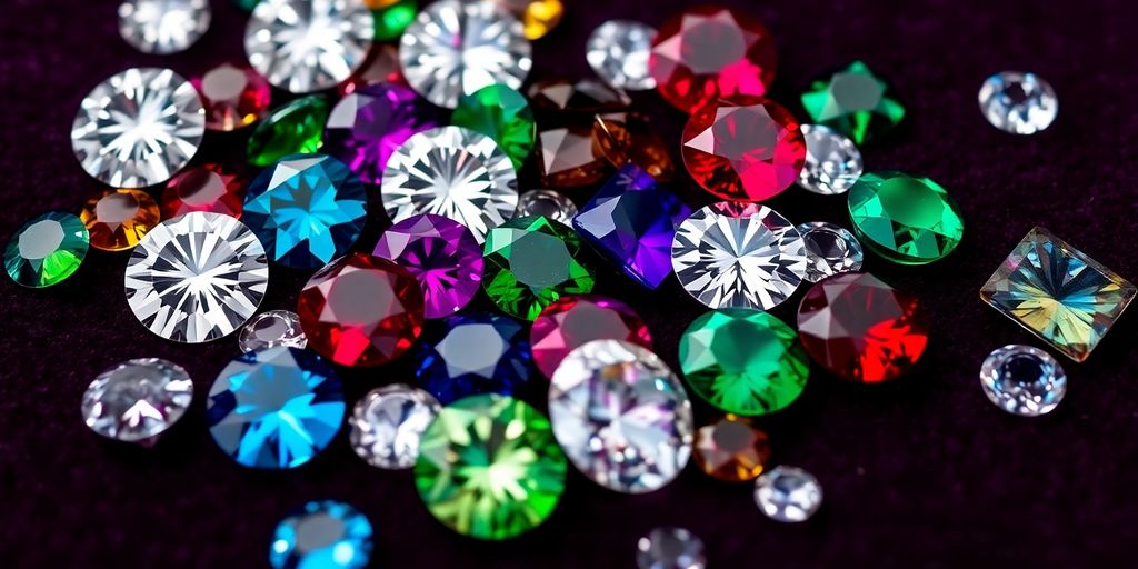 Close-up of colorful gemstones.