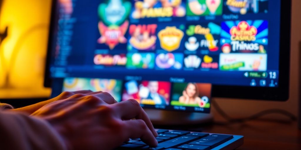 Person calmly playing online casino games.