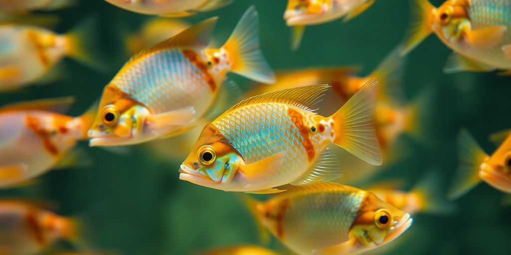 Colorful molly fish swimming in a clean aquarium.