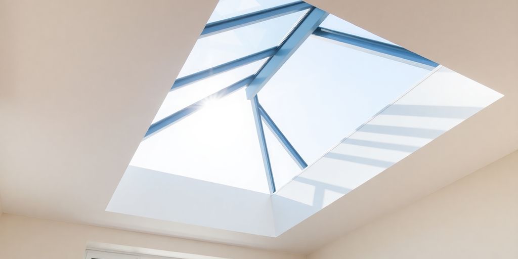 Roof lantern on a modern home's ceiling.