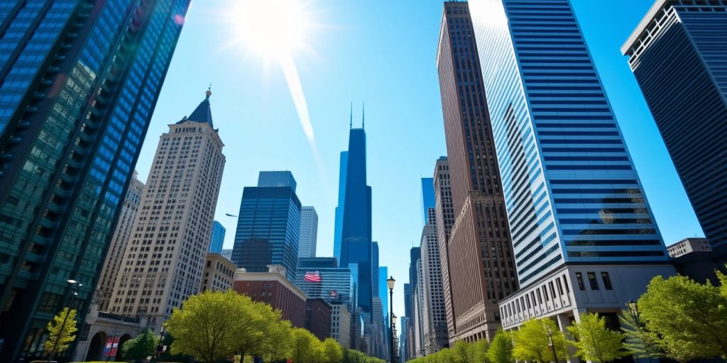 Chicago cityscape with modern office buildings