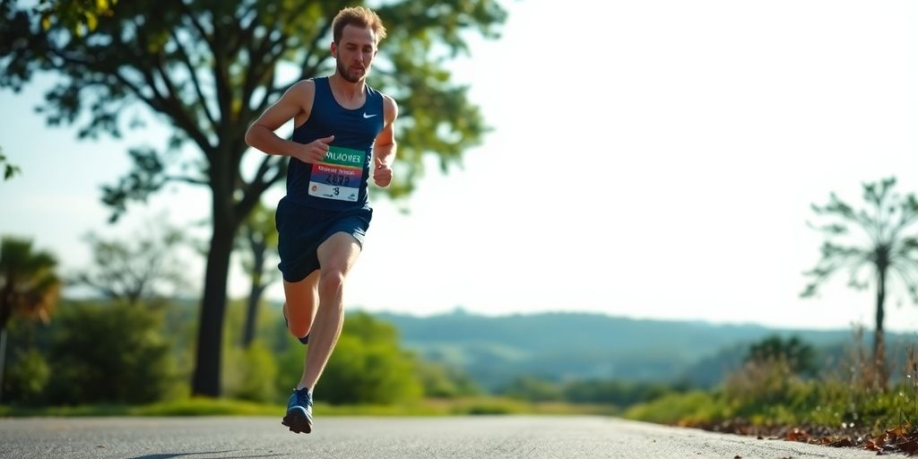 Runner on a scenic half marathon route.