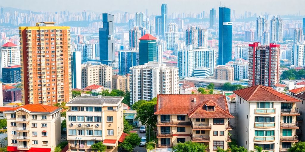 Urban accommodation types in Shenzhen, featuring diverse buildings.
