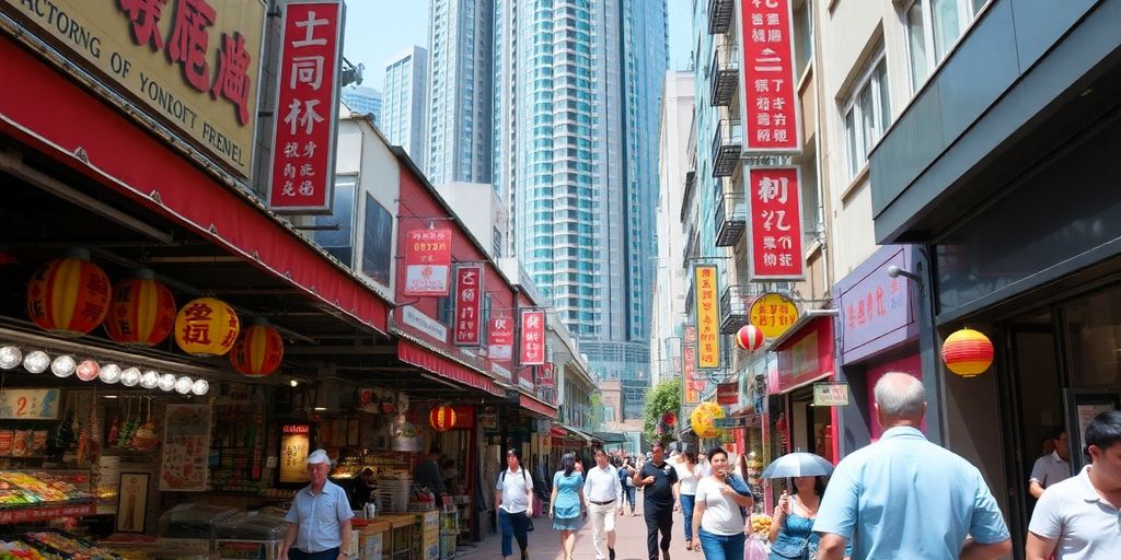 Vibrant street life in Yau Ma Tei, Hong Kong.