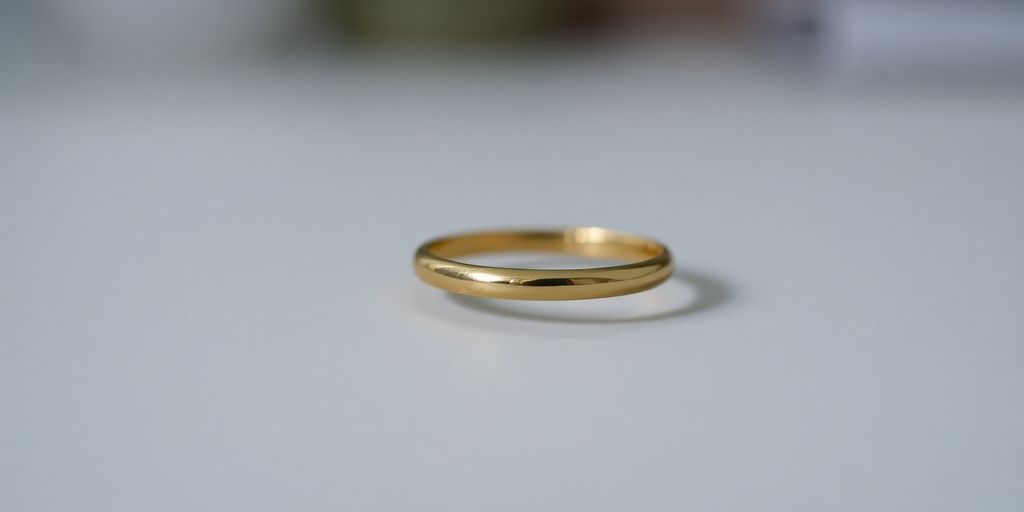 Bague en or simple sur fond neutre