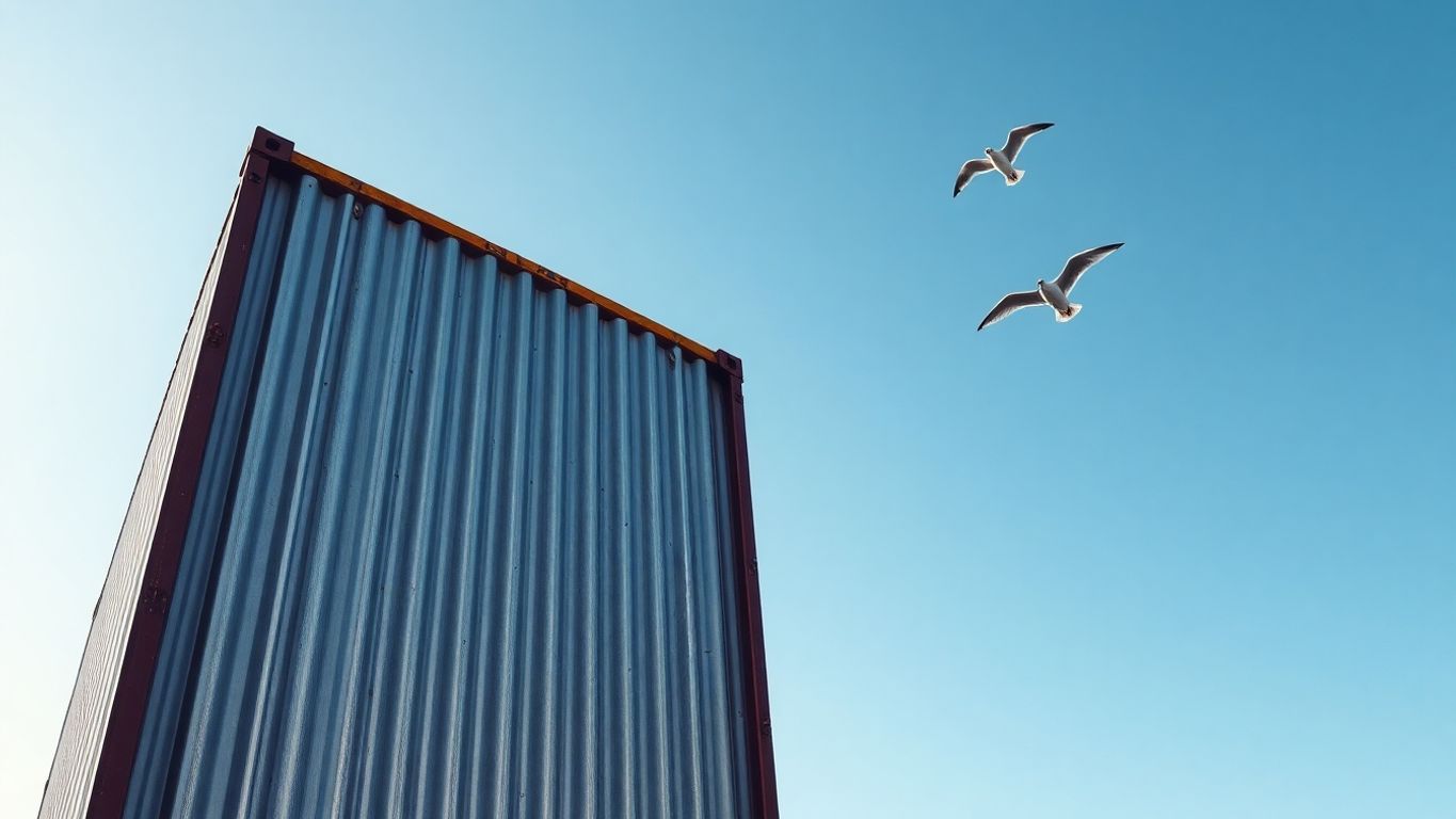Shipping container in a port.