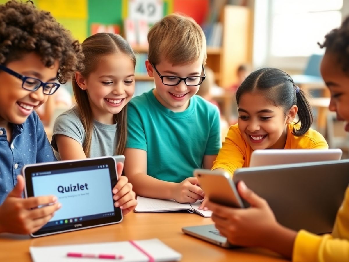 Copii folosind tablete pentru a învăța împreună.