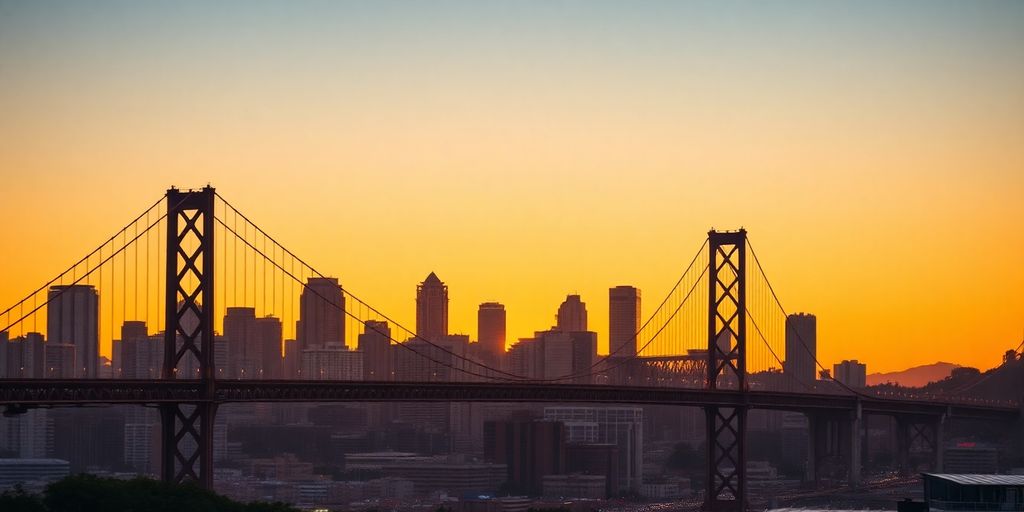 Bay Area skyline with vibrant marketing growth.
