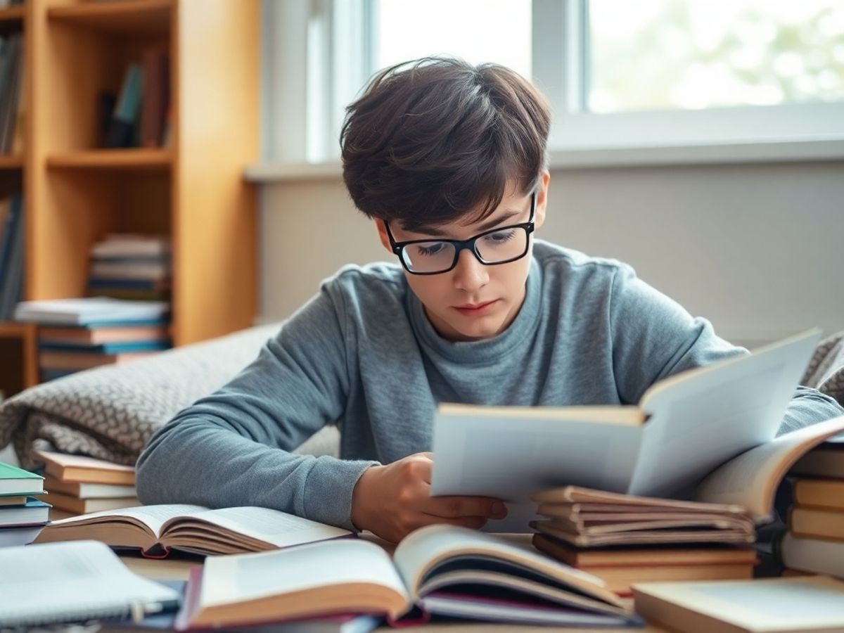 Student studying with books, focusing on weak areas.
