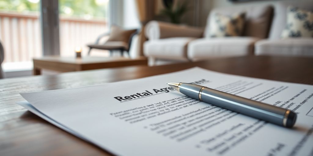 Document de contrat de location courte durée avec un stylo.