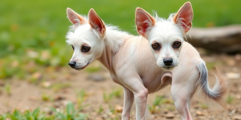 A Chinese Crested dog with minimal hair posing outdoors.