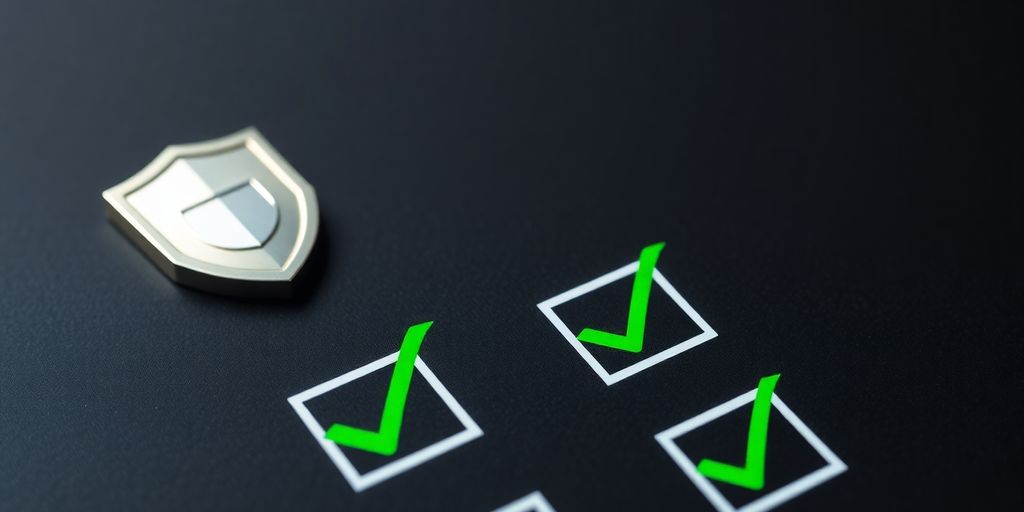 Checklist graphic with shield and tick marks.