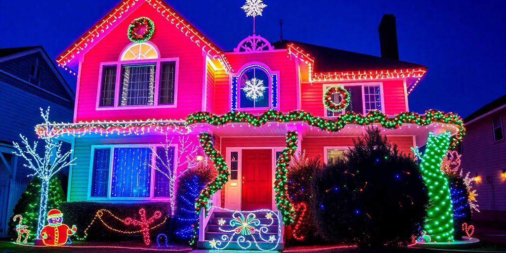 Professionally installed Christmas lights on a Wildwood home.