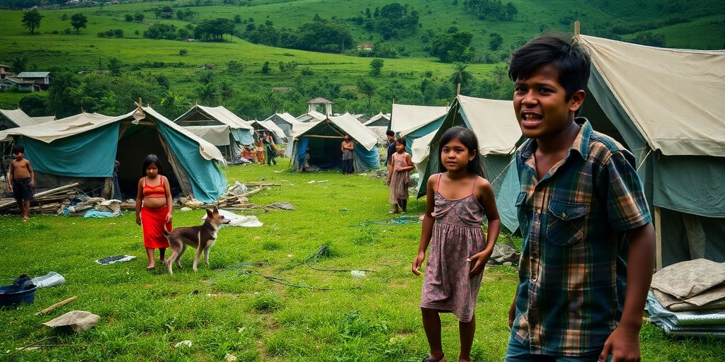 Displaced families in Catatumbo during a humanitarian crisis.