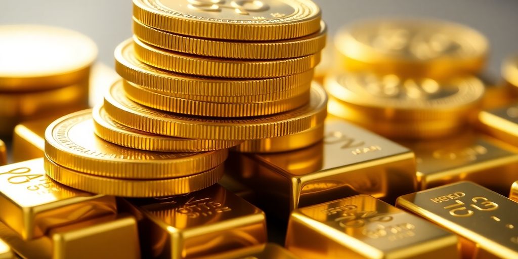 Pièces et lingots d'or brillant