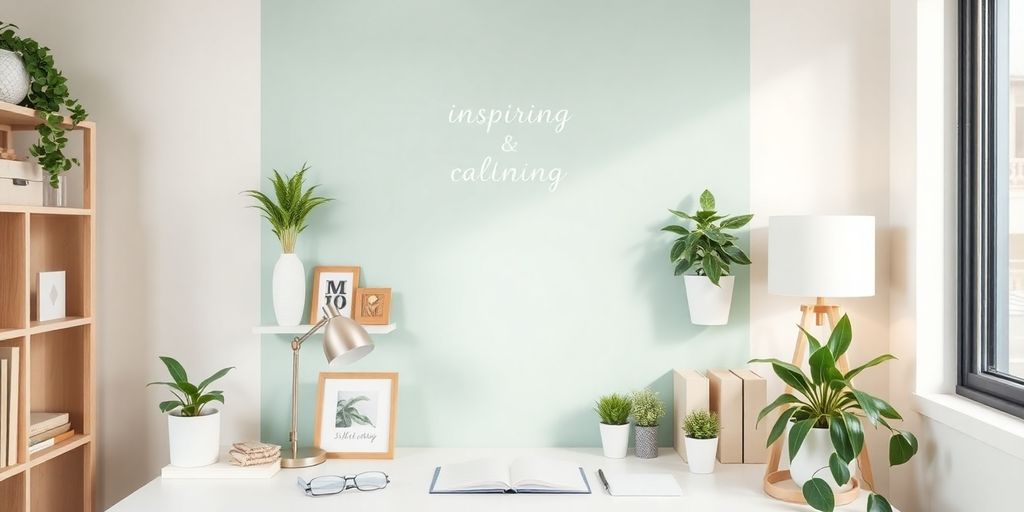 A cozy study space with inspiring aesthetic wallpaper.