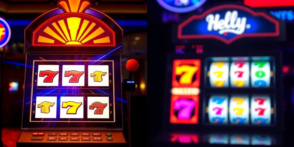 Slot machine reels with contrasting bright and muted colors.