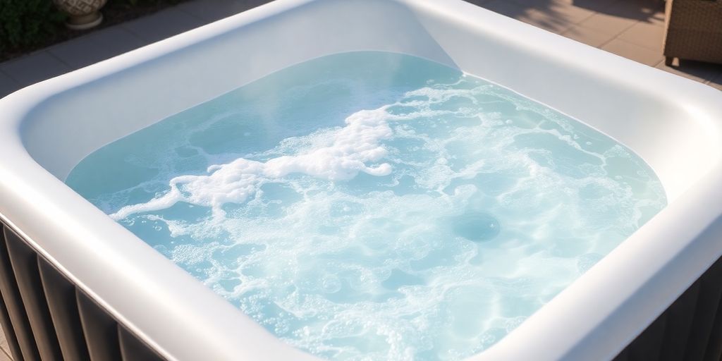 Intex Pure Spa hot tub with bubbling water.