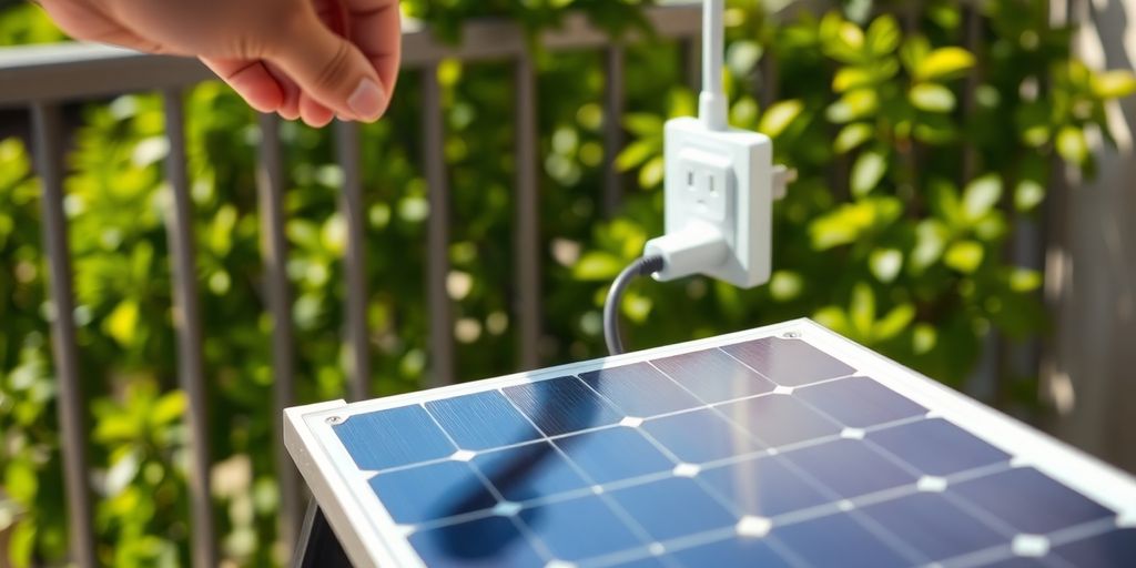 Solar panel plugged into a socket