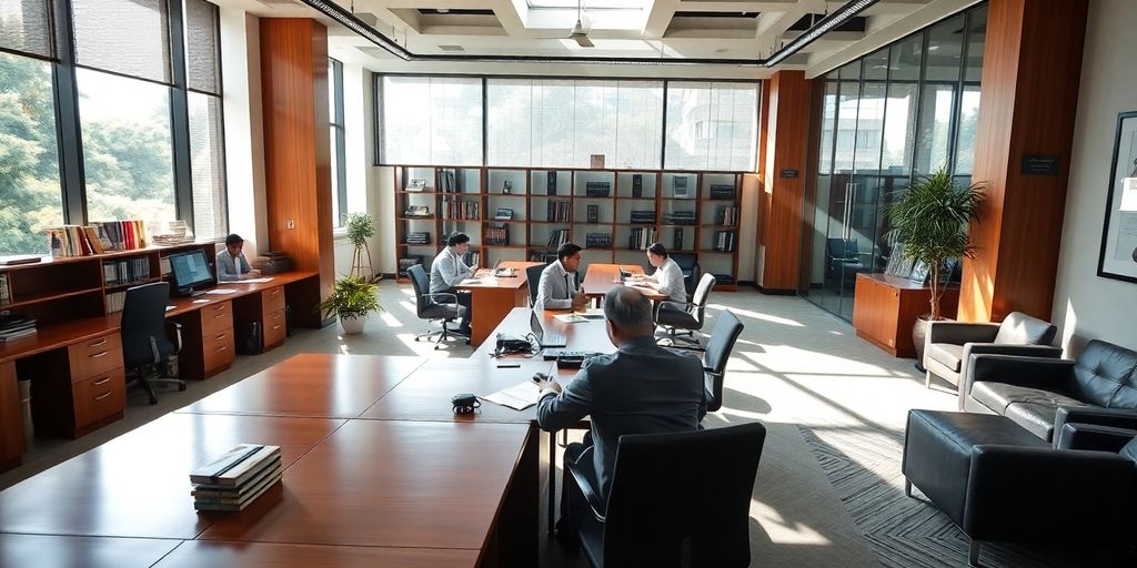 Legal professionals in a modern Bangalore office discussing energy infrastructure.