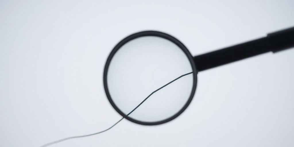 Upward trending arrow and magnifying glass.