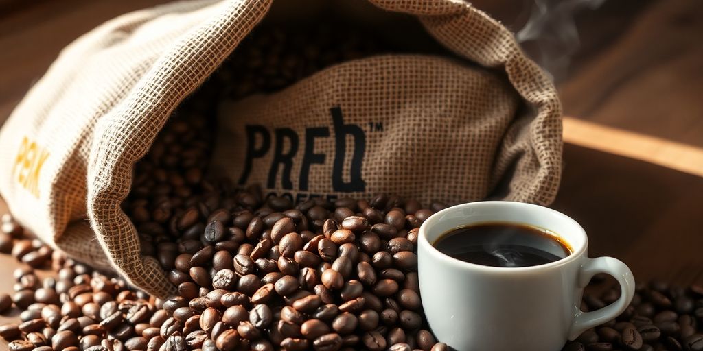 Perk Coffee bag with coffee beans