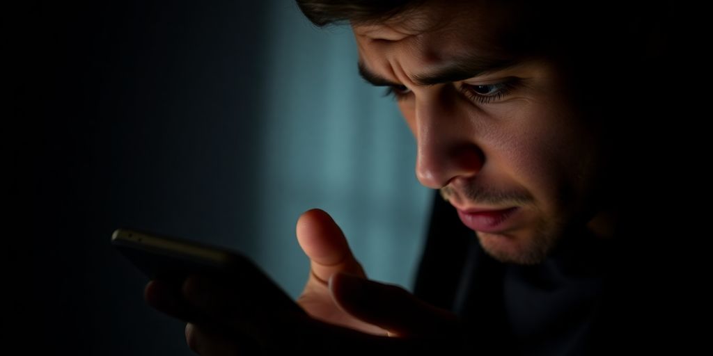 Person looking worried at smartphone with digital wallet.