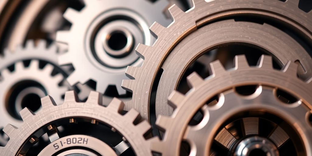 Gears turning smoothly, interconnected.