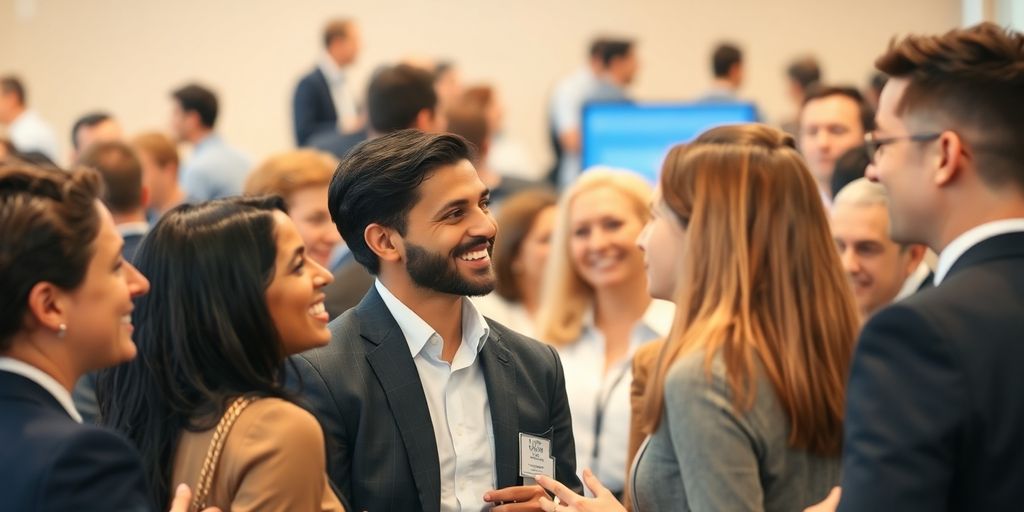 People networking at a professional event