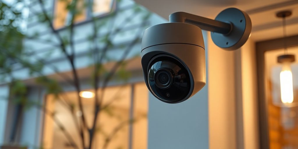 Câmera de segurança moderna instalada em casa. Top 10 Dispositivos para Casa Inteligente 