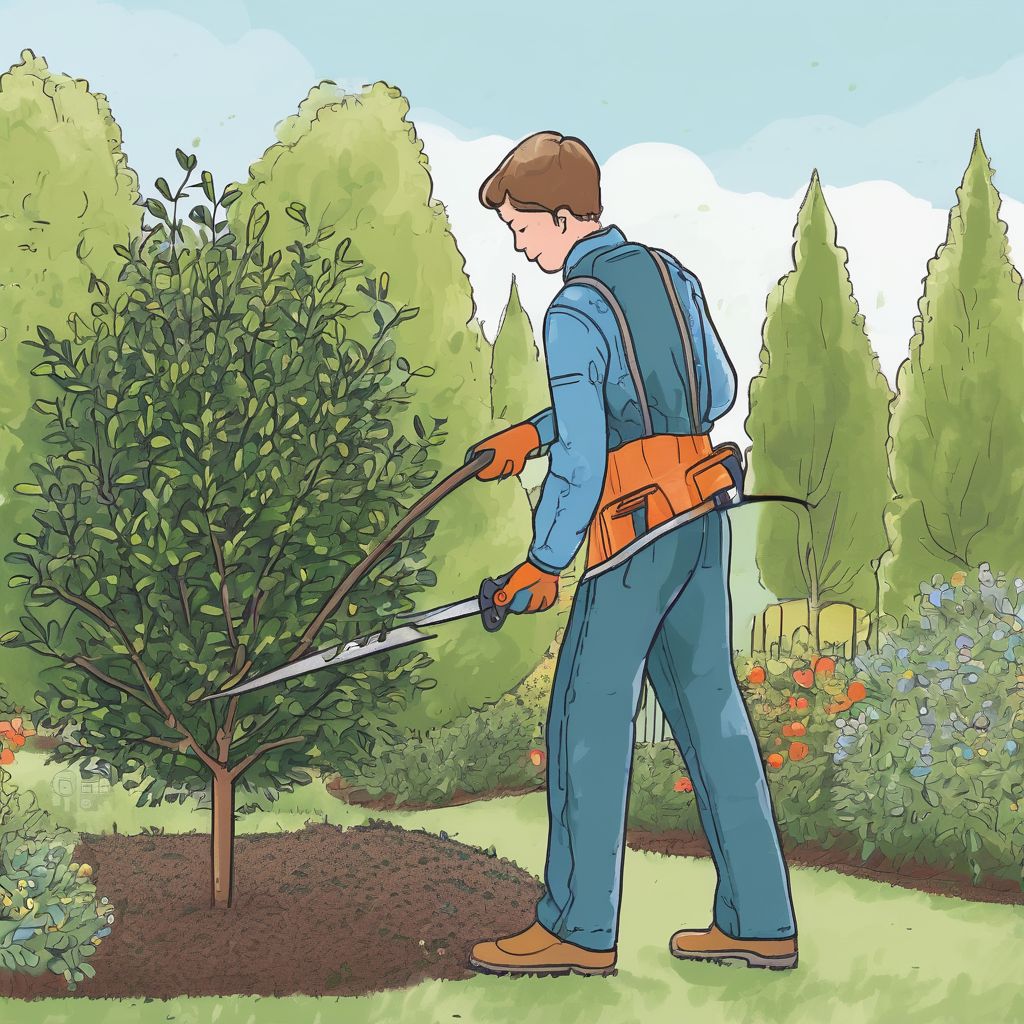 person pruning young shrub in garden