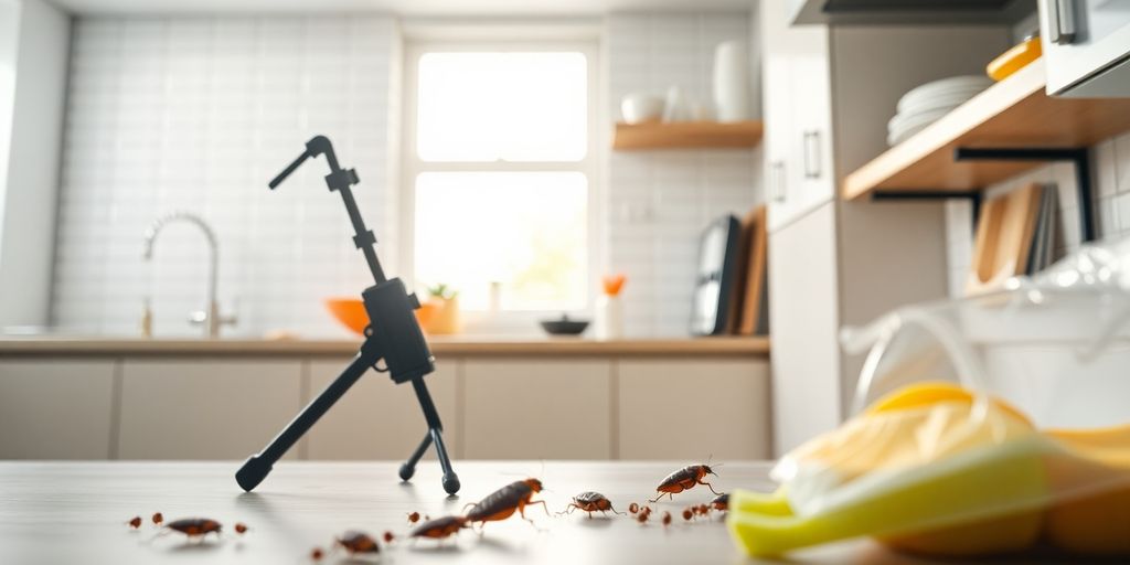 Gândaci de bucătărie eliminați dintr-o bucătărie curată.
