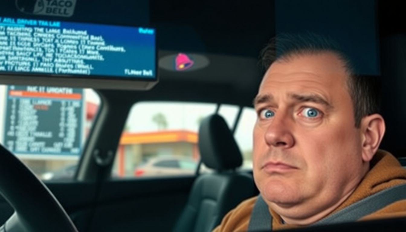 Customer frustrated by malfunctioning AI drive-thru order screen.
