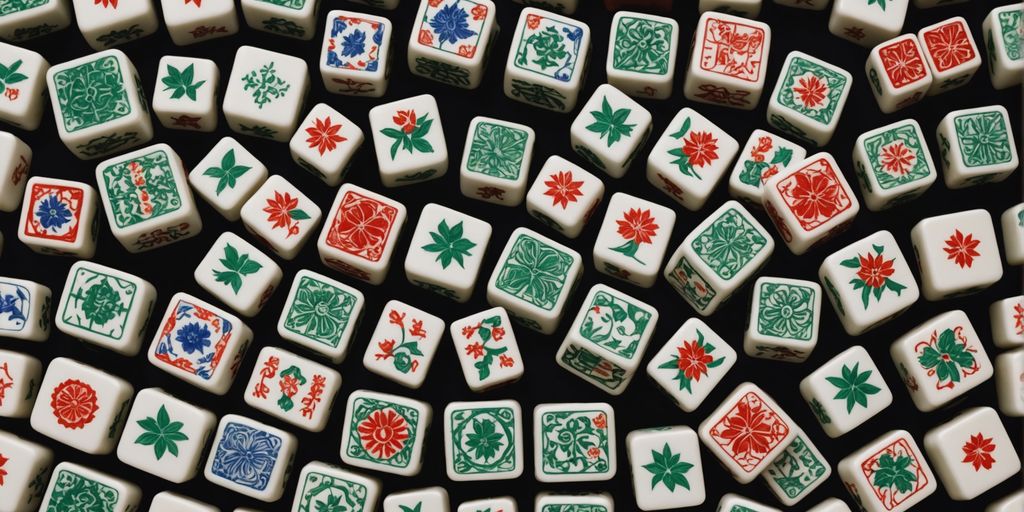 Various Mahjong game tiles in different designs and colors.