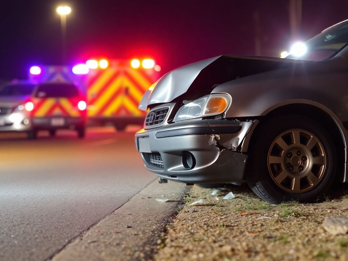 Mașină avariată pe șosea.