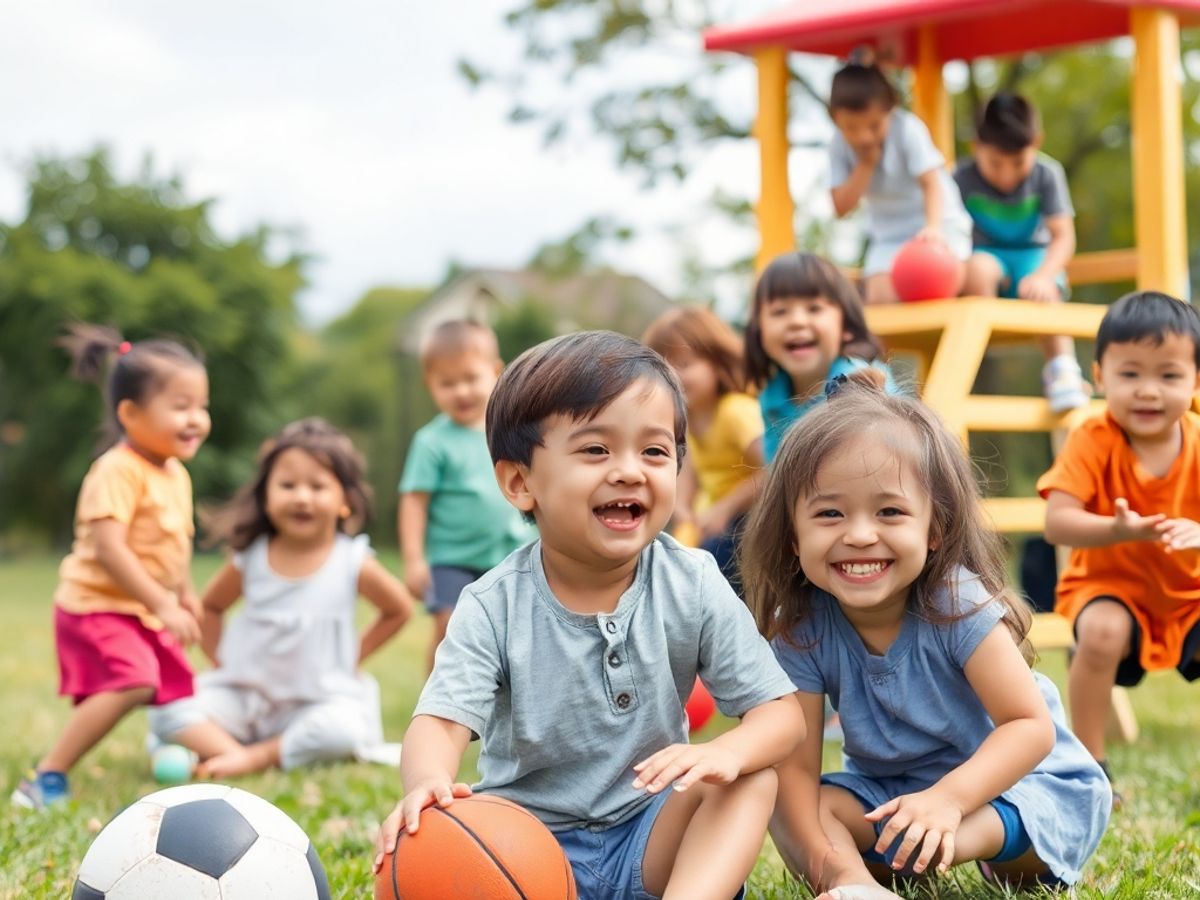 Copii jucându-se și distrându-se în aer liber.