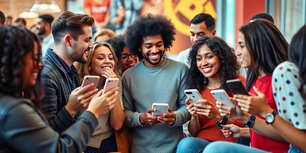 Diverse influencers engaging with followers in a lively setting.