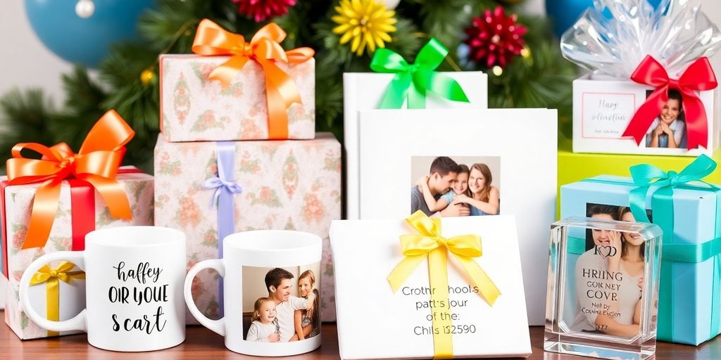 Colorful personalized gifts for various celebrations and occasions.