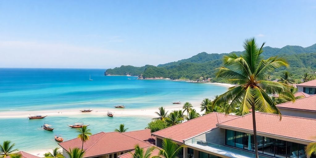 Traditional Thai architecture amidst modern buildings.