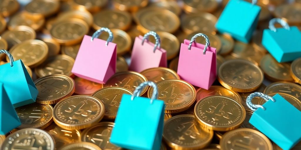 Coins and shopping bags