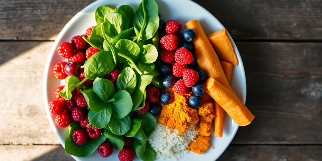 Colorful plate of anti-inflammatory foods.