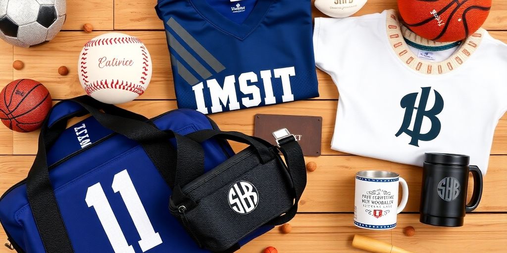 Personalized gifts for men, including sports gear and memorabilia.