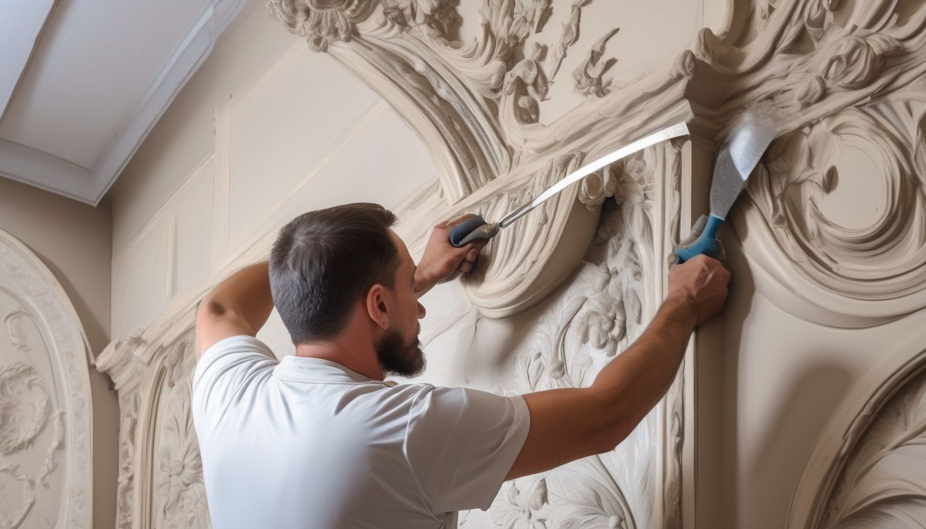 professional plasterer working on a custom wall design