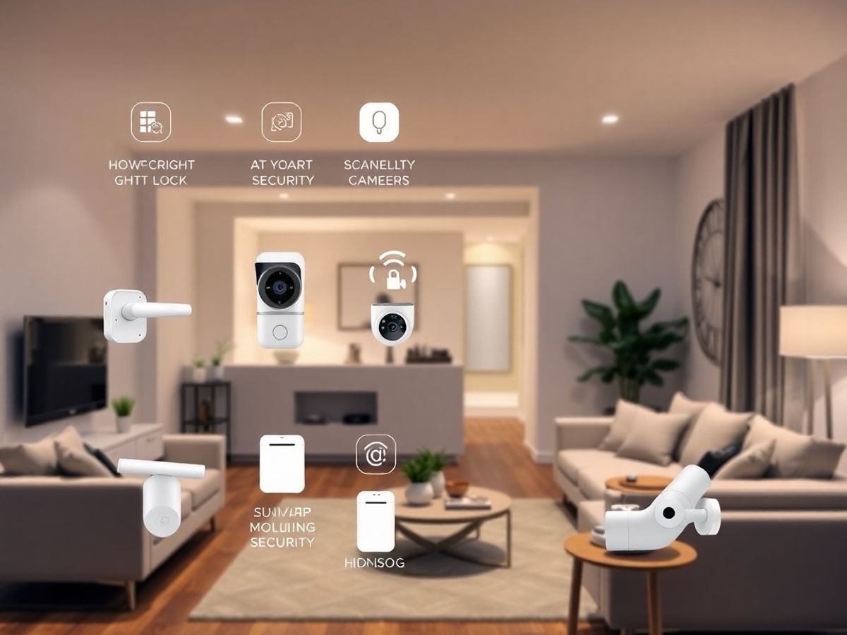 Casa inteligentă cu sisteme de securitate moderne și elegante.