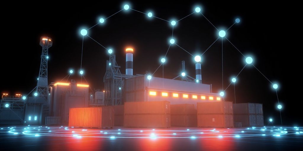 Blockchain network connecting factory and logistics.