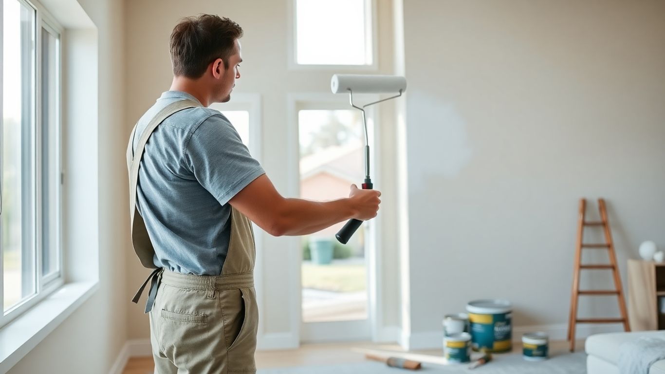 Professional painter painting a sunny Orlando home interior